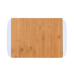 Bambusbrett Mit 2 Auffangschalen L 32 X B 25cm BAMBOO In Weiß