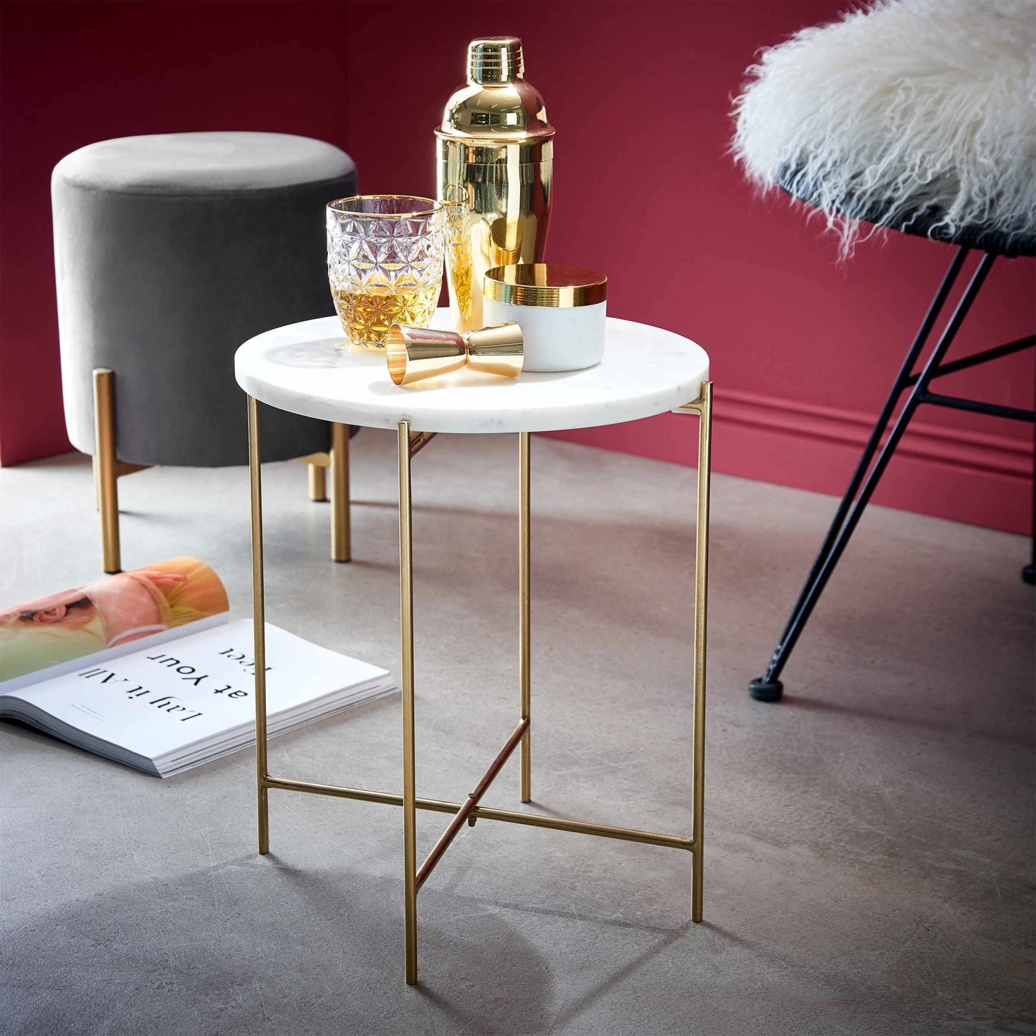 Beistelltisch mit Marmorplatte MARBLE in Weiß Beistelltisch Mit Marmorplatte MARBLE In Weiß -Butlers Geschäft butlers beistelltisch mit marmorplatte marble in weiss 1