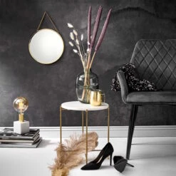 Beistelltisch Mit Marmorplatte MARBLE In Weiß 5 Beistelltisch Mit Marmorplatte MARBLE In Weiß -Butlers Geschäft butlers beistelltisch mit marmorplatte marble in weiss 3