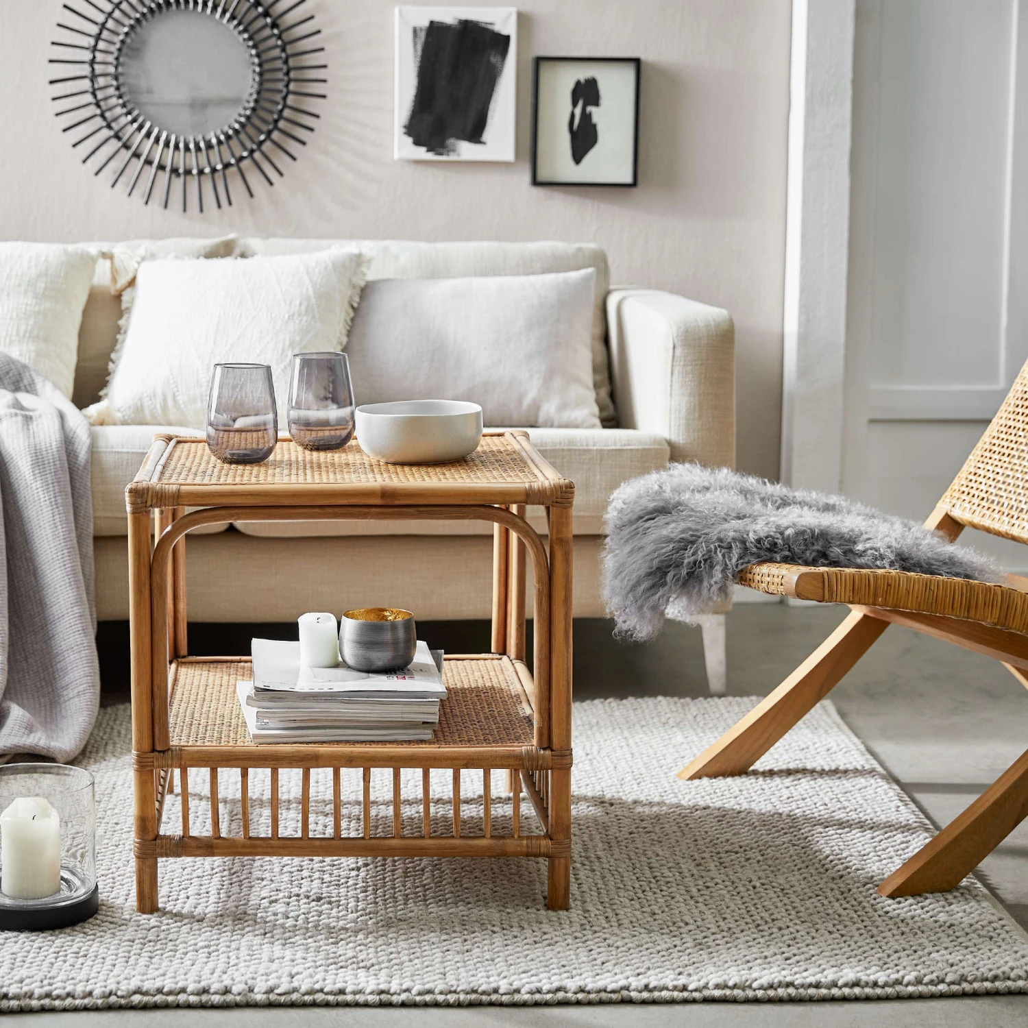 Couchtisch handgefertigt aus Rattan BOHO LOUNGE in Natur Couchtisch Handgefertigt Aus Rattan BOHO LOUNGE In Natur -Butlers Geschäft butlers couchtisch handgefertigt aus rattan boho lounge in natur 1