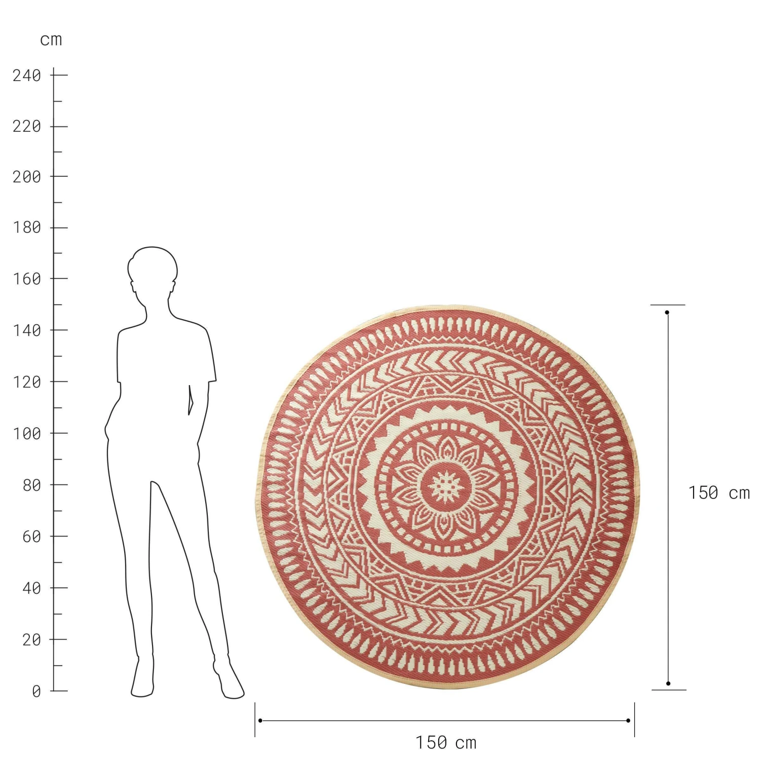 In- & Outdoor-Teppich Ø150cm COLOUR CLASH in Hellrot-Creme In- & Outdoor-Teppich Ø150cm COLOUR CLASH In Hellrot-Creme -Butlers Geschäft butlers in and outdoor teppich o150cm colour clash in hellrot creme 2