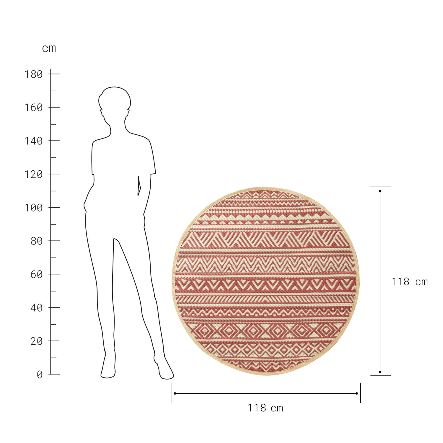 In- & Outdoor-Teppich Streifen Ø118cm COLOUR CLASH in Hellrot-Creme In- & Outdoor-Teppich Streifen Ø118cm COLOUR CLASH In Hellrot-Creme -Butlers Geschäft butlers in and outdoor teppich streifen o118cm colour clash in hellrot creme 2