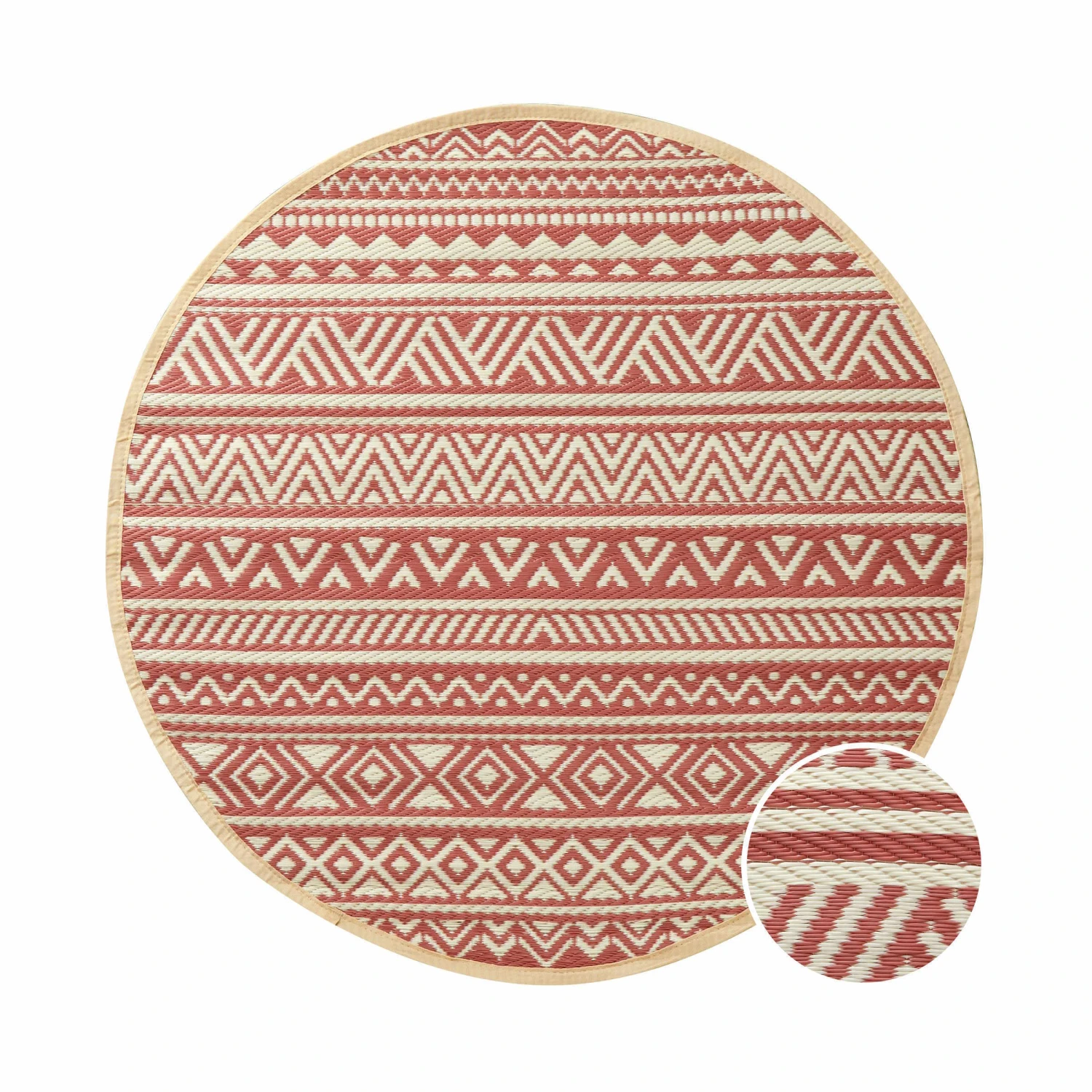 In- & Outdoor-Teppich Streifen Ø118cm COLOUR CLASH in Hellrot-Creme In- & Outdoor-Teppich Streifen Ø118cm COLOUR CLASH In Hellrot-Creme -Butlers Geschäft butlers in and outdoor teppich streifen o118cm colour clash in hellrot creme