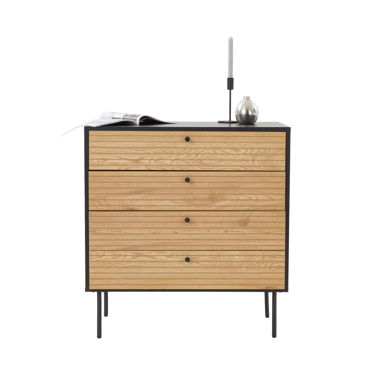 Kommode mit 4 Schubladen MODERNIST in Schwarz-Natur Kommode Mit 4 Schubladen MODERNIST In Schwarz-Natur -Butlers Geschäft butlers kommode mit 4 schubladen modernist in schwarz natur 2