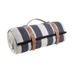 Picknickdecke Streifen L 150 X B 200cm WANDERLUST In Creme-Blau