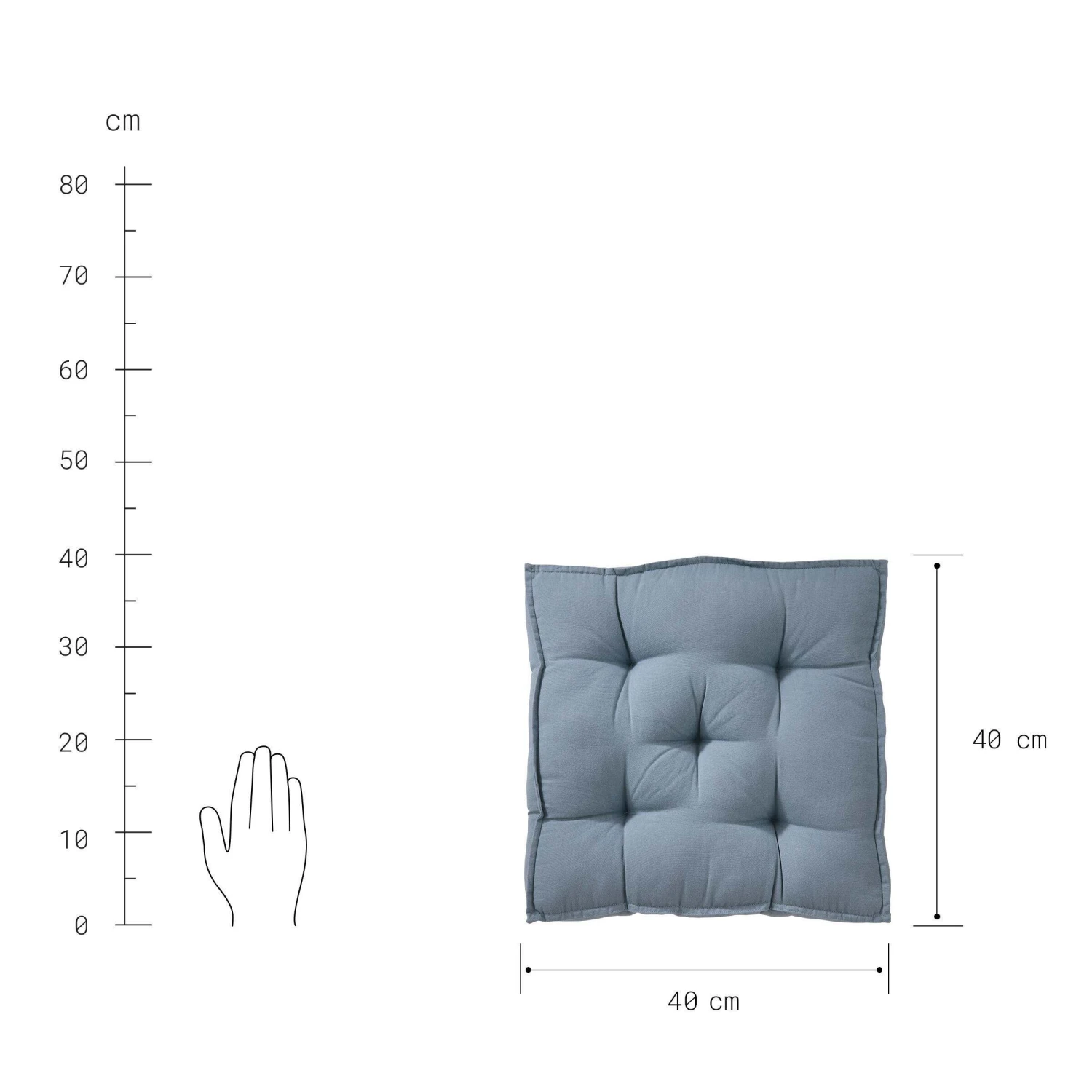 Sitzkissen L 40 x B 40cm SOLID in Blau Sitzkissen L 40 X B 40cm SOLID In Blau -Butlers Geschäft butlers sitzkissen l 40 x b 40cm solid in blau 3