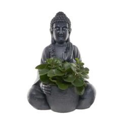 Statue Mit Blumentopf Höhe 69cm BUDDHA In Dunkelgrau -Butlers Geschäft butlers statue mit blumentopf hohe 69cm buddha in dunkelgrau 2