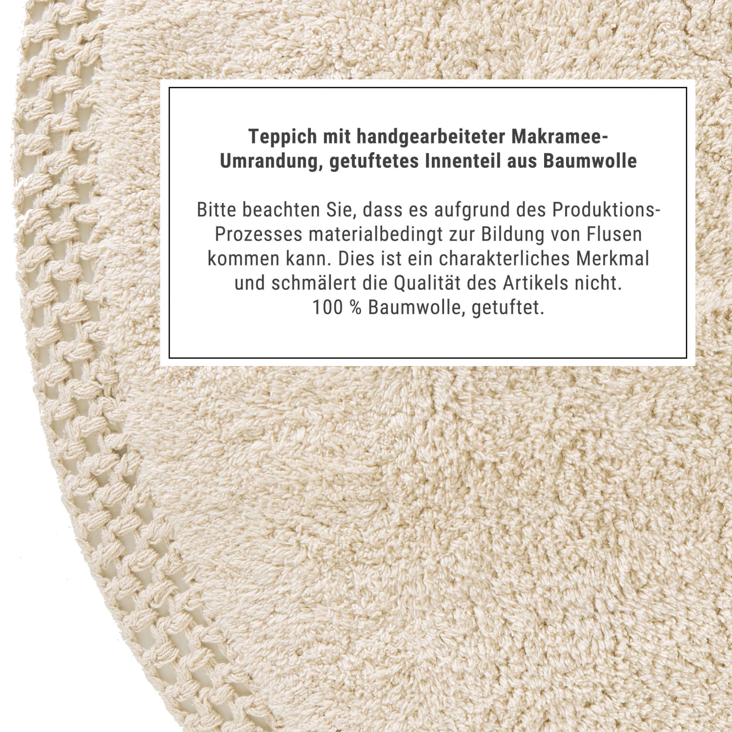 Teppich Hochflor mit Makramé Ø120cm BOHO LOUNGE in Beige Teppich Hochflor Mit Makramé Ø120cm BOHO LOUNGE In Beige -Butlers Geschäft butlers teppich hochflor mit makrame o120cm boho lounge in beige 2